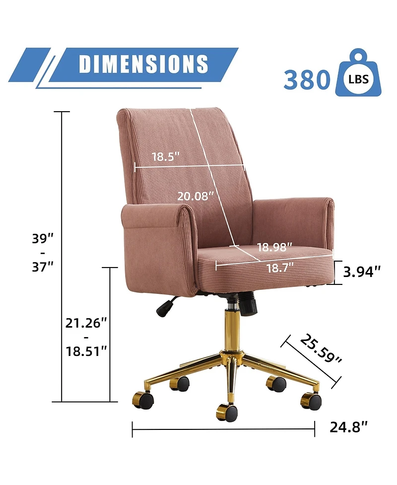 Flynama Striped Mid-Back Office Chair, Base Ergonomic Lift Chair