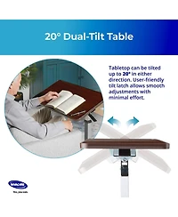 Invacare Adjustable & Tilting Table Bed - Height Adjustable Bedside Table w/ Wheels & L-Shaped Base