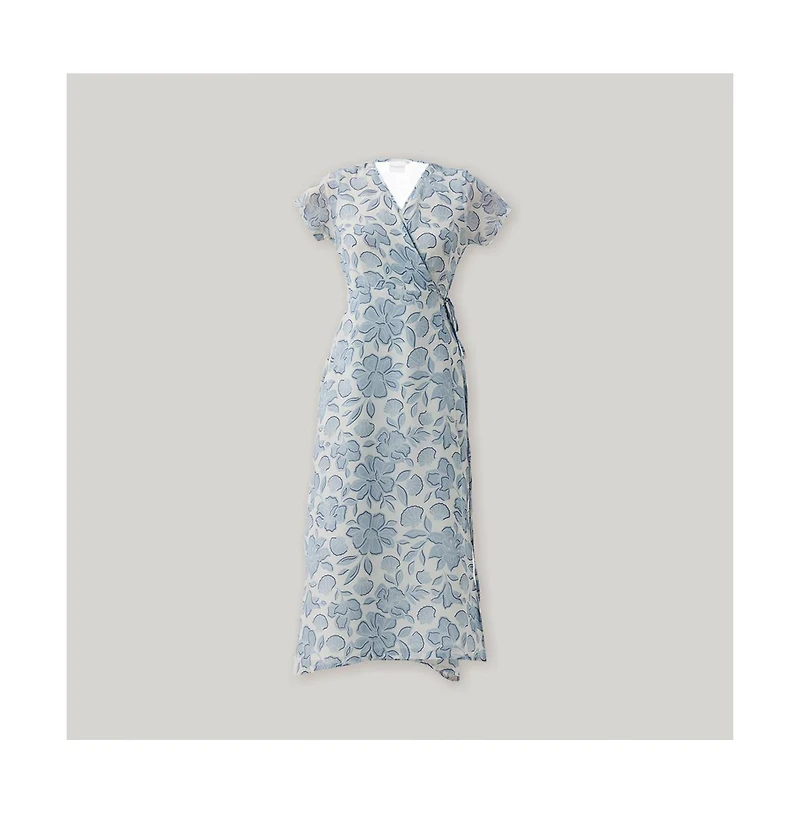 Reistor Women's Floral Print Tie-Waist Wrap Maxi Dress
