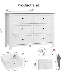 gaomon 6 Drawer Dresser for Bedroom, Large Dresser with Deep Drawers and Metal Knobs, Modern Wooden Chests of Drawers for Entryway