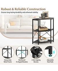Gouun Corner Printer Stand with Built-In Power Outlet and 3-Tier Adjustable Storage