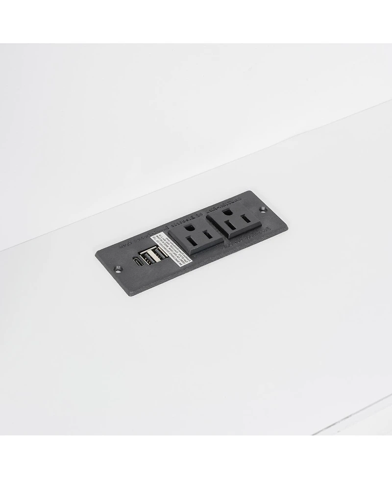 Streamdale Furniture Wood Daybed with Storage Shelves, Usb, Led, and 2 Drawers