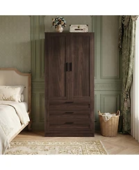 Aheaplus Closet Cabinet with 3 Drawers, Organizer Door