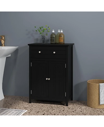 sumyeg 2-Door Freestanding Bathroom Storage Cabinet with Drawer and Adjustable Shelf