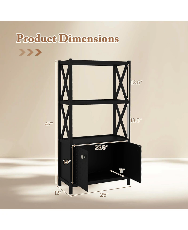 sumyeg Bathroom Storage Cabinet with Open Shelves and Double Doors Organizer