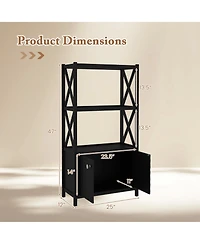 sumyeg Bathroom Storage Cabinet with Open Shelves and Double Doors Organizer