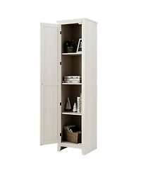 sumyeg Tall Slim Linen Tower Bathroom Storage Cabinet with Shelves