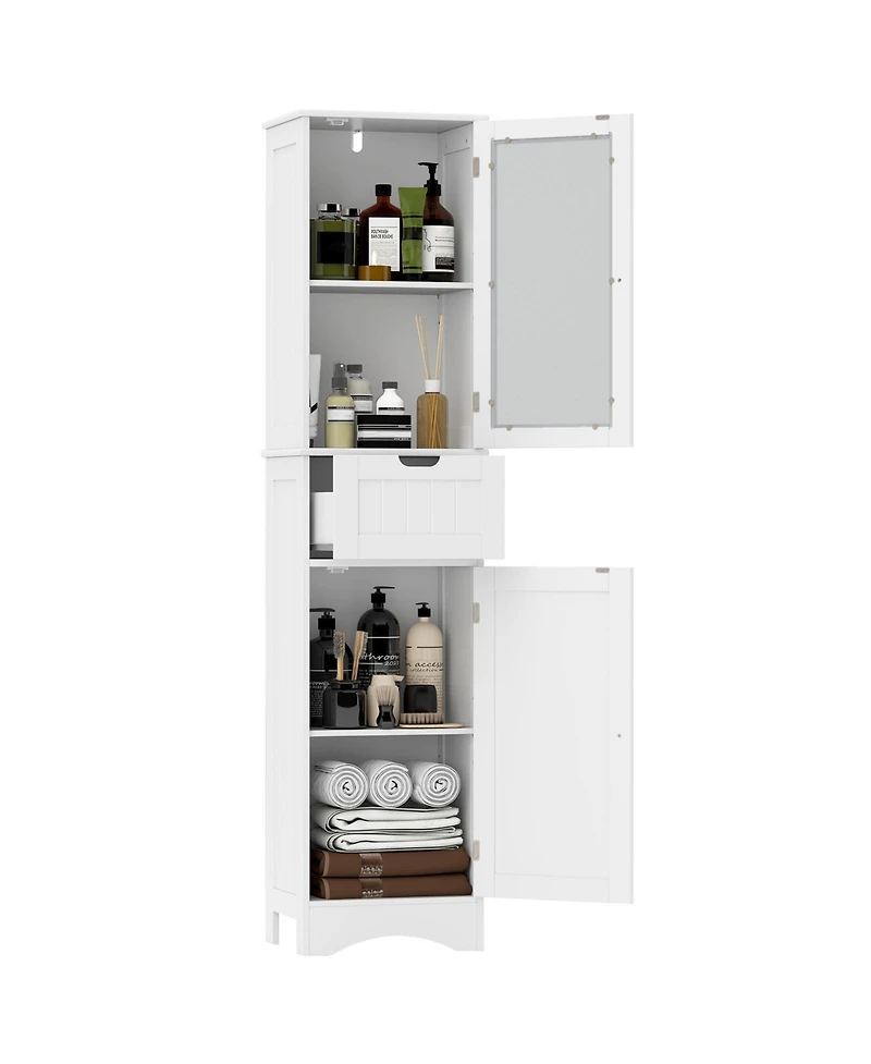 sumyeg Tall Bathroom Floor Storage Cabinet with 2 Doors and 1 Drawer