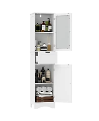 sumyeg Tall Bathroom Floor Storage Cabinet with 2 Doors and 1 Drawer