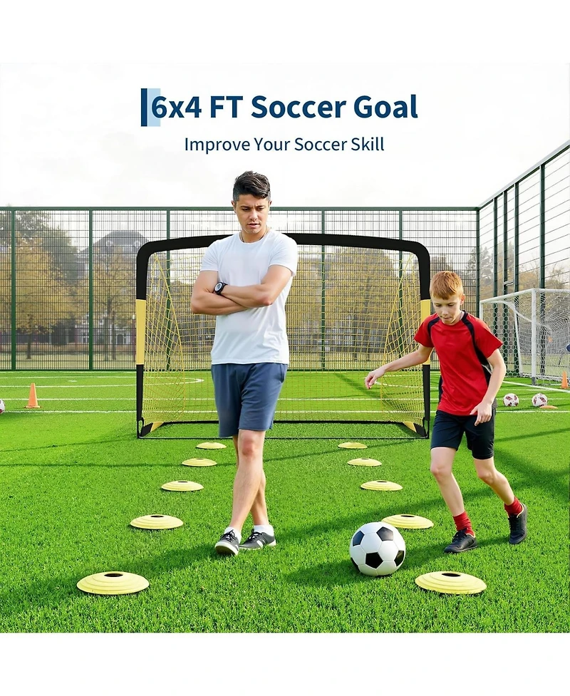 Xo 5-in-1 Soccer Goal Portable Steel Frame Soccer Net with Rebounder, Backyard Training Equipment