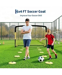 Xo 5-in-1 Soccer Goal Portable Steel Frame Soccer Net with Rebounder, Backyard Training Equipment