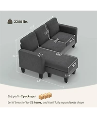 Clihome L-Shaped Conversation Sofa Corduroy Sectional Couch Sofa