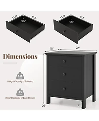 Gymax Nightstand 3 Drawer for Bedroom Compact Storage Chest Modern Sofa Side