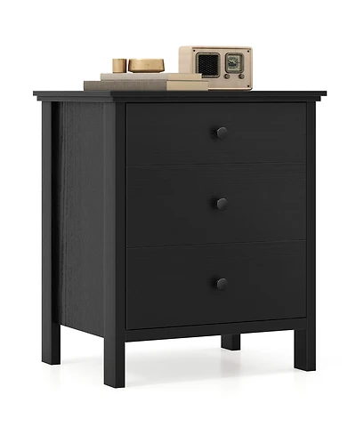 Gymax Nightstand 3 Drawer for Bedroom Compact Storage Chest Modern Sofa Side