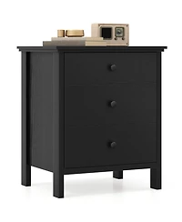 Gymax Nightstand 3 Drawer for Bedroom Compact Storage Chest Modern Sofa Side