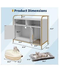 gaomon Enclosure Furniture, Hidden Litter Box Cabinet with 2 Open Compartments