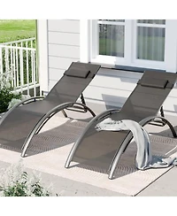 Xo Set of 2 Patio Recliners, Outdoor Chaise Lounge Chairs for Deck, Lawn and Balcony