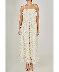 endless rose Women's 3D Floral Sleeveless Midi Dress