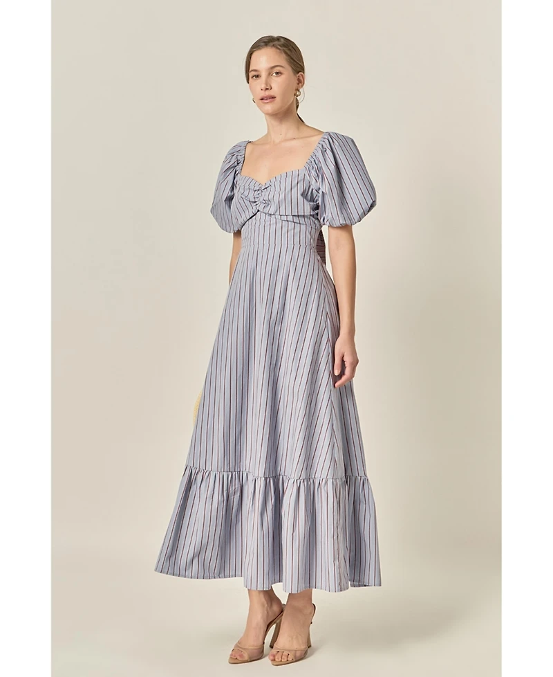 English Factory Women's Striped Tie Bck Maxi Dress