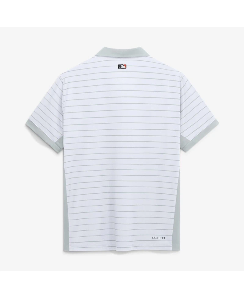 Nike Men's White Detroit Tigers Authentic Collection Striped Victory Dri-fit Polo Shirt