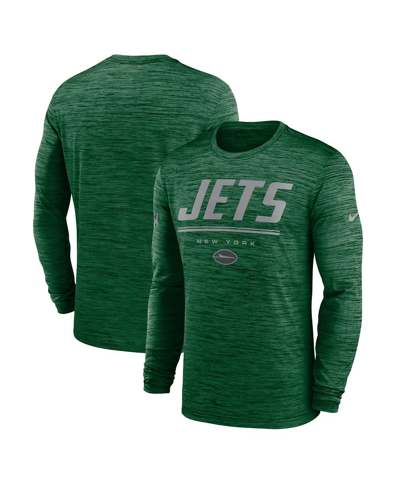 Nike Men's Green New York Jets Sideline Offensive Transition Velocity Dri-fit Long Sleeve T-Shirt