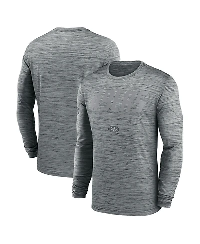 Nike Men's Gray San Francisco 49ers Sideline Offensive Transition Velocity Dri-fit Long Sleeve T-Shirt