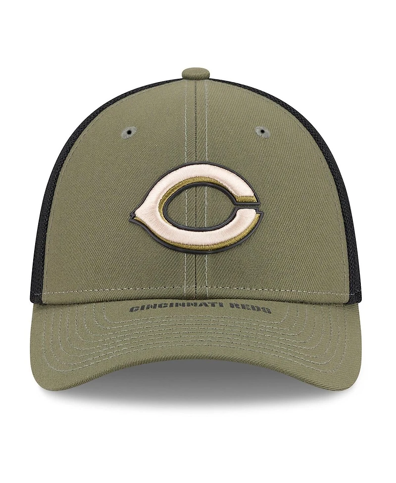 New Era Men's Olive Cincinnati Reds 2026 Armed Forces Day 39THIRTY M-Crown Flex Hat
