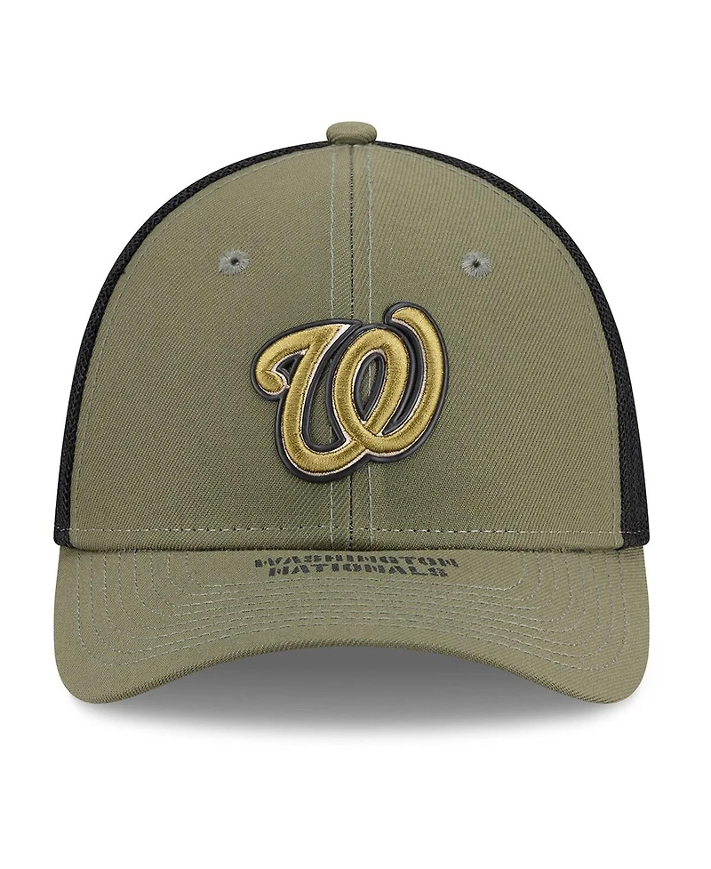 New Era Men's Olive Washington Nationals 2026 Armed Forces Day 39THIRTY M-Crown Trucker Flex Hat