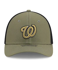 New Era Men's Olive Washington Nationals 2026 Armed Forces Day 39THIRTY M-Crown Trucker Flex Hat
