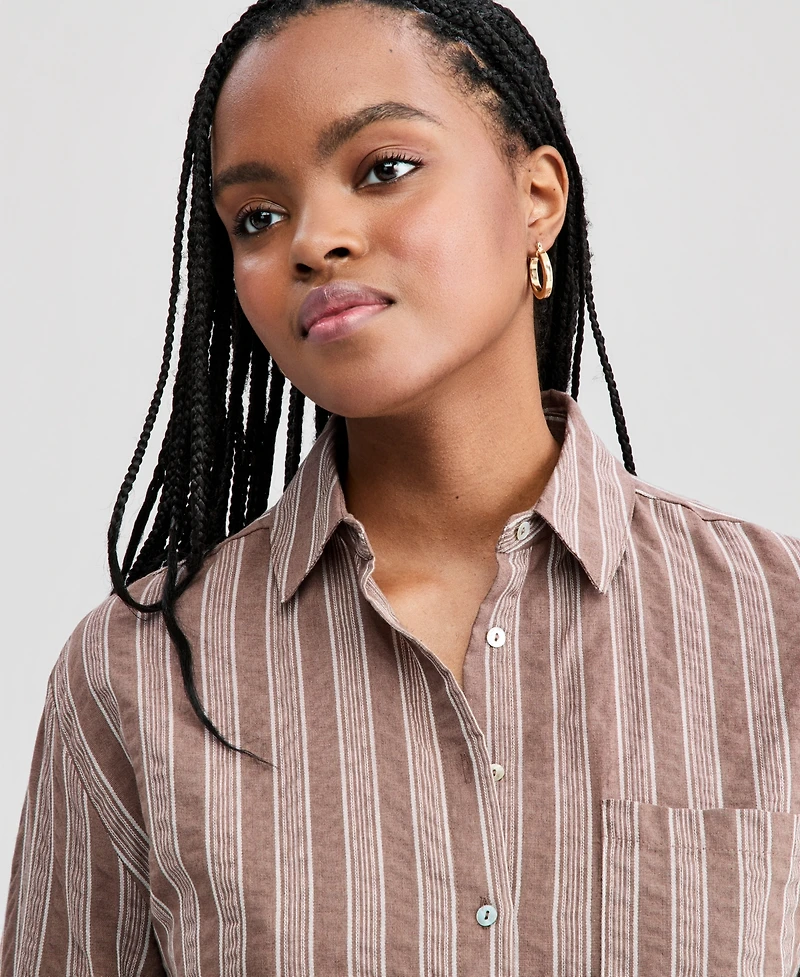 And Now This Women's Oversized Striped Shirt, Macy's Exclusive