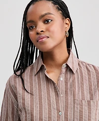 And Now This Women's Oversized Striped Shirt, Macy's Exclusive