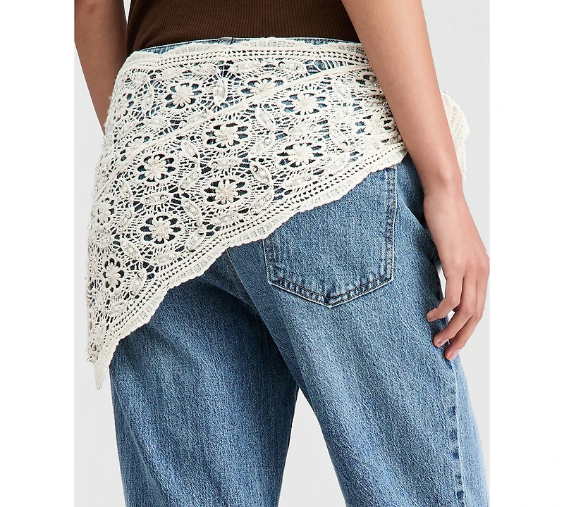 And Now This Women's Crocheted-Scarf Flare Jeans, Macy's Exclusive