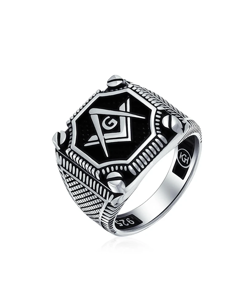 Bling Jewelry Large Compass Freemason Masonic Signet Ring Solid .925 Sterling