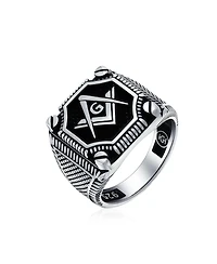 Bling Jewelry Large Compass Freemason Masonic Signet Ring Solid .925 Sterling