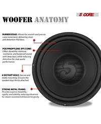 5 Core 10 Inch Woofer 300W Car Subwoofer 4Ohm Replacement Deep Sub w Poly Cone - Wf 10 140 Pp 4OHM