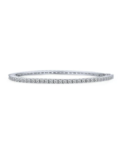 Bling Jewelry Cubic Zirconia Princess Cut Cz Stackable Eternity Tennis Bangle Bracelet