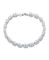 Bling Jewelry Formal Statement Cubic Zirconia Pave Cz Floral Circlets Rose Flower Motif Tennis Bracelet