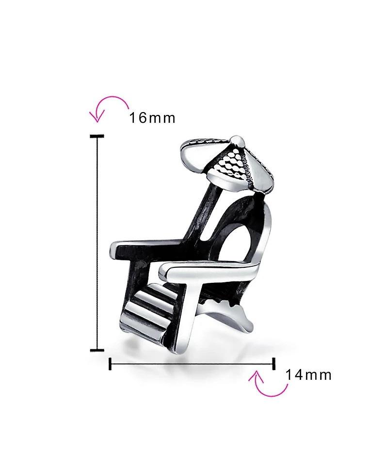 Bling Jewelry Tropical Umbrella Lounge Beach Chair Charm Bead .925 Sterling Silver Fits European Bracelets