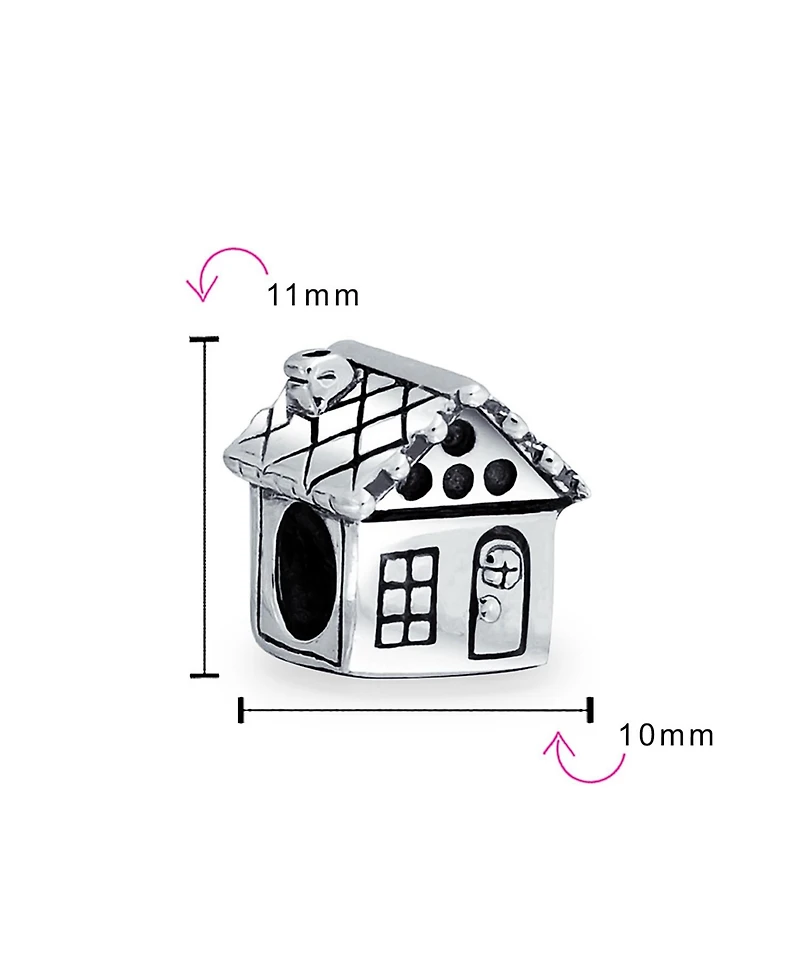 Bling Jewelry New Homeowner House Charm Bead Oxidized .925 Sterling Silver Fits European Bracelet