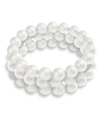Bling Jewelry Fashion Set Of 3 Stackable Faux Pearl Strand Stretch Bracelet 8MM Beads