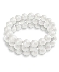 Bling Jewelry Fashion Set Of 3 Stackable Faux Pearl Strand Stretch Bracelet 8MM Beads