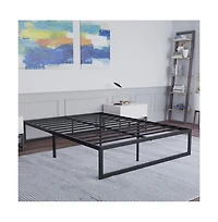 Emma+Oliver 14" Metal Platform Bed With Steel Slat Support And 12.5" Of Underbed Storage - No Box Spring Or Foundation Required