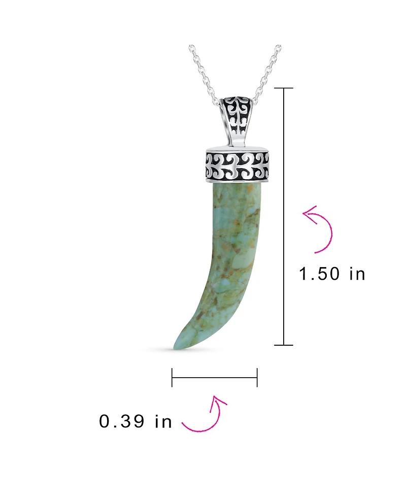Bling Jewelry Tooth Amulet Onyx Howlite Turquoise Cornicello Italian Horn Chili Pepper Pendant Necklace Oxidized Sterling Silver Scroll