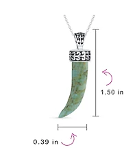 Bling Jewelry Tooth Amulet Onyx Howlite Turquoise Cornicello Italian Horn Chili Pepper Pendant Necklace Oxidized Sterling Silver Scroll