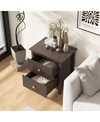 Gymax 2-Pieces Modern Nightstand with Storage 2 Drawers and Support Legs for Bedroom
