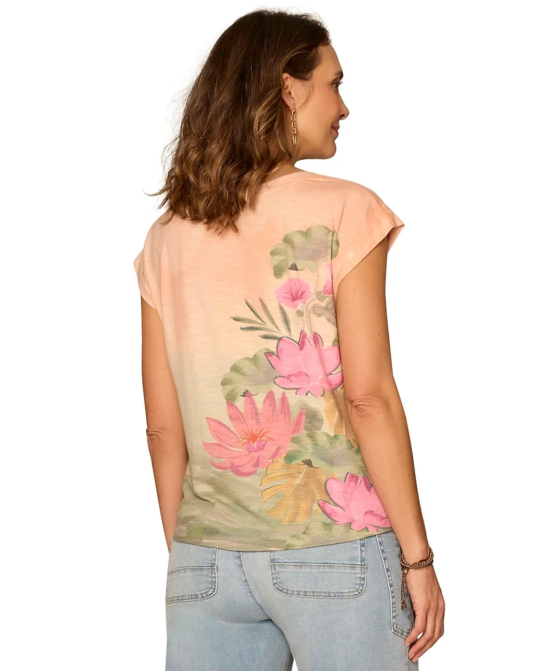 Democracy Women's Printed Extended Cap-Sleeve Knit Top