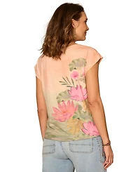Democracy Women's Printed Extended Cap-Sleeve Knit Top