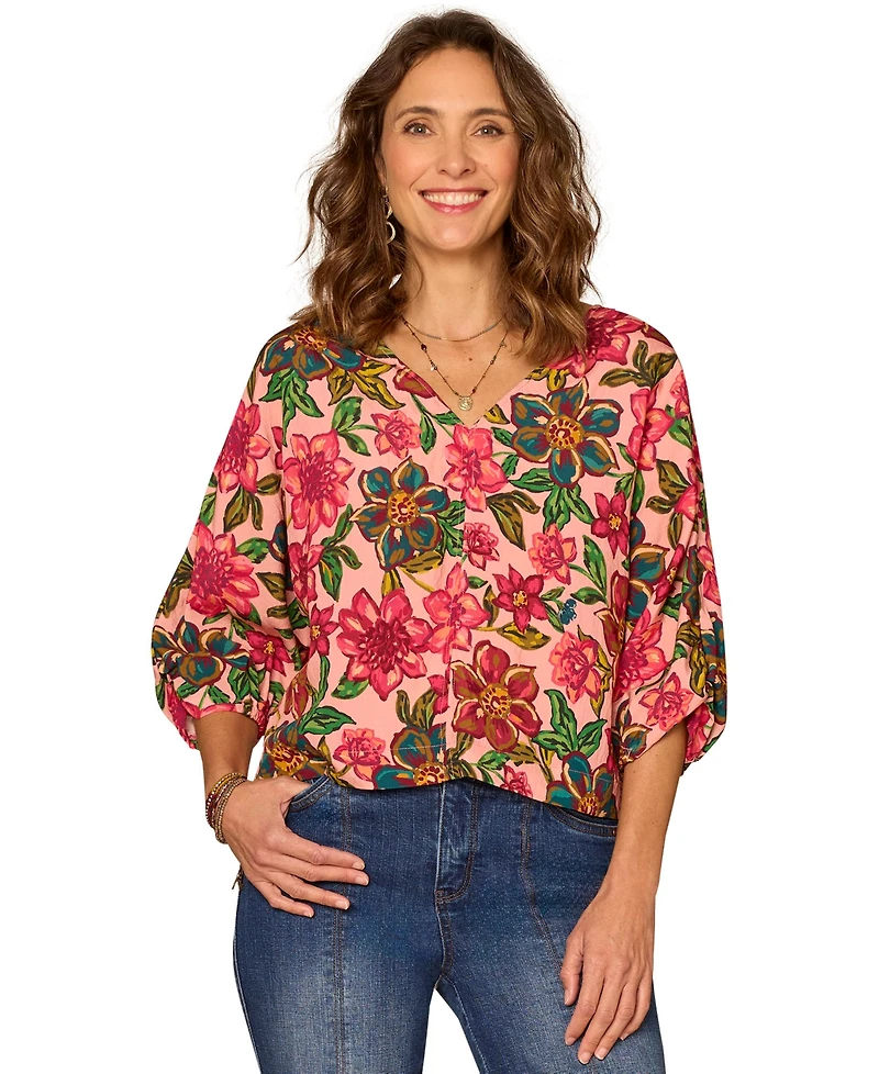Democracy Women's Printed V-Neck Top