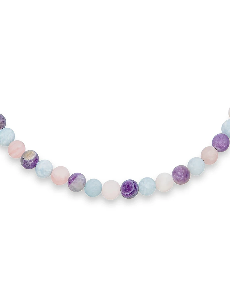 Bling Jewelry Multi Color Amethyst Aquamarine Quartz 10MM Bead Strand Necklace Silver Clasp