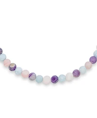 Bling Jewelry Multi Color Amethyst Aquamarine Quartz 10MM Bead Strand Necklace Silver Clasp